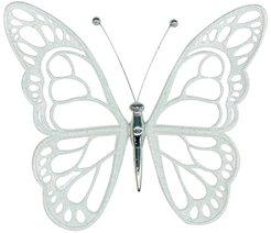 Украшение елочное Бабочка малый белый 120х140х10мм