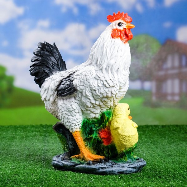 Фигура садовая Курица с цыплятами 17х25х33см