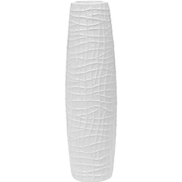 Ваза керамическая,коллекция Лабиринт,высота 33см,форма бочонок,цвет белый,1148798