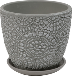 Горшок бетонный Камешки d21см h18см v4л, бутон, серый