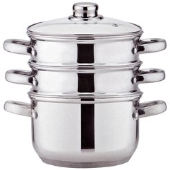 Кастрюля-пароварка Agness Classic 18см 3 секции 2,5л нерж.сталь, крышка стекло, индукция