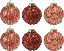 Набор шаров 6шт 8см красный, ручная роспись, SYQB-0124172