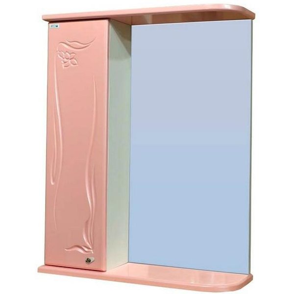 Зеркало-шкаф Глория-60 (розовый) 625х705х180