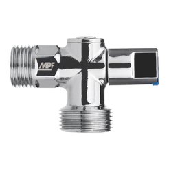Кран латунный хромированный угловой MPF 1/2"х3/4" наружная резьба,ручка сбоку