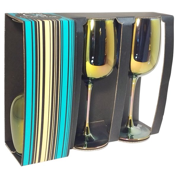 Набор бокалов д/вина Glasstar Ametrin 420мл 3шт золотистый, стекло
