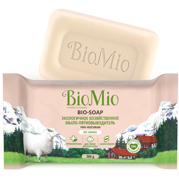 Мыло-пятновыводитель хозяйственное BioMio BIO-SOAP 200г без запаха