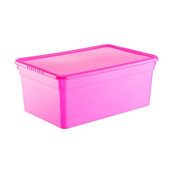Ящик д/хранения FunBox Funcolor 10л 15,4х24,7х36,9см с крышкой, розовый