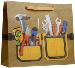 Пакет подарочный крафтовый 30х26х9см Мастер