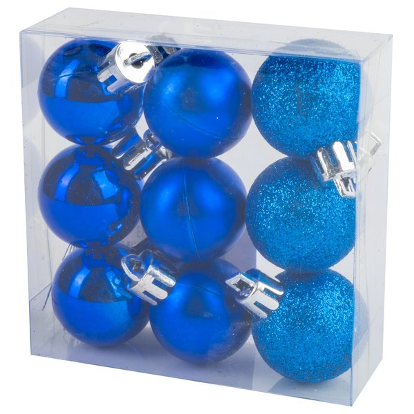 Набор шаров 9шт 3см, синий (глянец: 3шт, матовые: 3шт, глиттер: 3шт), SYQA-0122133