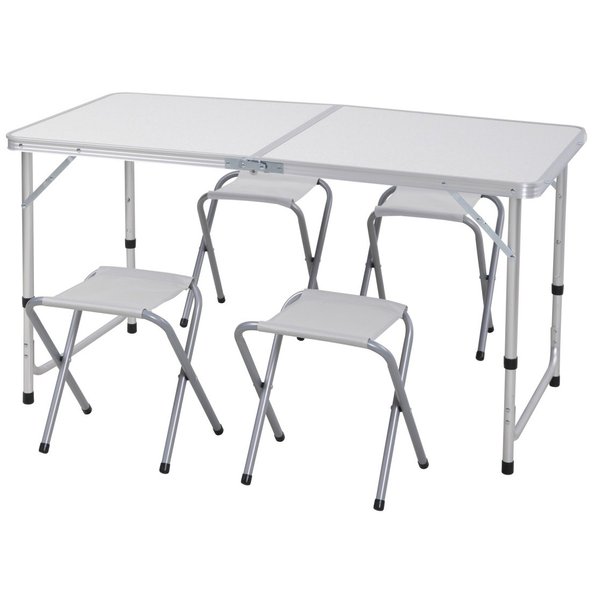 Набор кемпинговой мебели Ладога (стол+4 табурета), стол: 120х60см h71см, алюминий/МДФ, полиэстер, 40303D