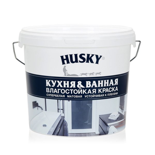 Краска для кухонь и ванных комнат HUSKY матовая белая (5л)