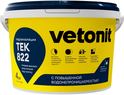 Гидроизоляция полимерная Ветонит тек 822 розовый 4кг ведро
