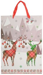 Пакет бумажный новогодний Олени 30х42х12см 210г, SYLPDA-4323225