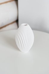 Ваза декоративная из гипса Регби 17см для сухих растений белая