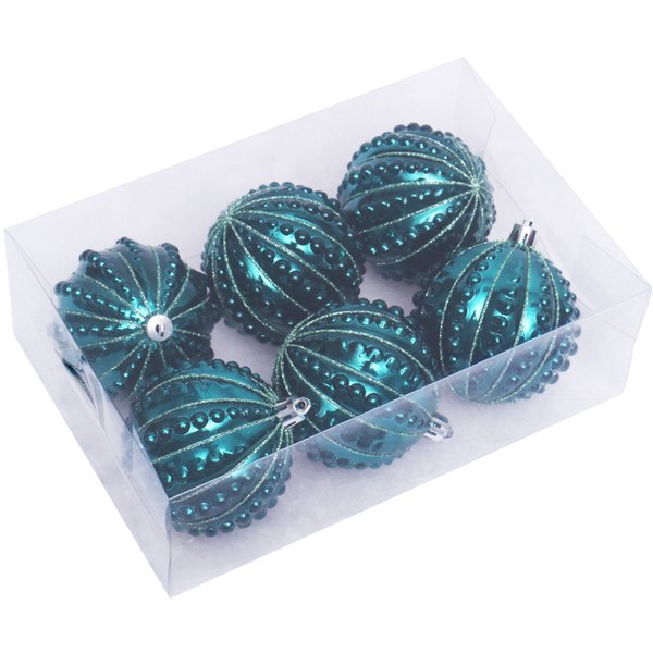 Набор шаров с узором 6шт 8см синий и зелёный SYQB-0120458