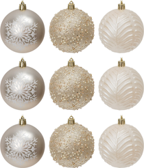 Набор шаров 9шт 8см, перламутр+шампань, ручная роспись, SYQB-0125120