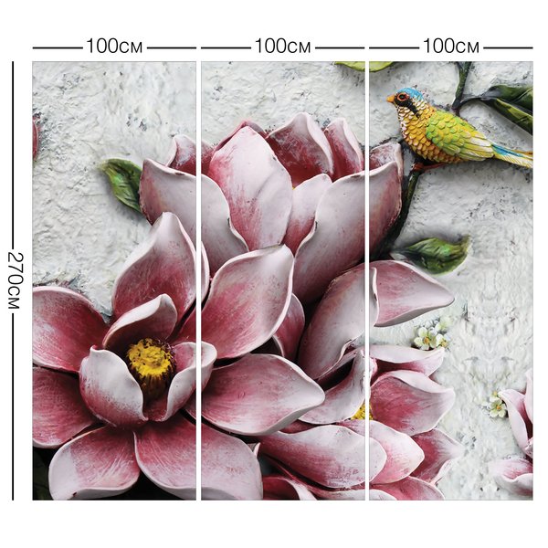 Фотообои Колибри на цветке 300х270см виниловые на флизелиновой основе