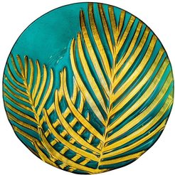 Блюдо декоративное круглое Лист 35х7,5х35 стекло голубой