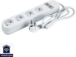Удлинитель 4 гнезда + 2 USB Navigator NSH-PE-02-WiFi белый