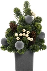 Украшение настольное Елка 34см с серыми шарами ПЭ SYSPS-0925015