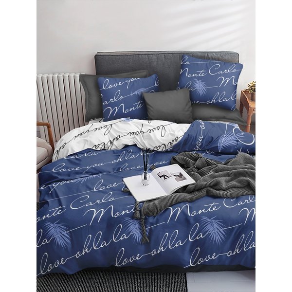 Комплект постельного белья 2 сп. Павлайн Sweet Sleep Monte Carlo синий, наволочки 2шт-50х70 поплин
