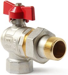 Кран латунный полнопроходной Pro Aqua 3/4" угловой со сгоном, ручка бабочка