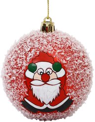 Шар с узором Дед Мороз 8см, заснеженный, красный, SYQC2-0125125