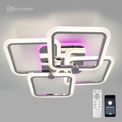 Люстра управляемая светодиодная LIKE RGB 120W 5Q-APP-560х560х100-CHROME/WHITE-220-IP20