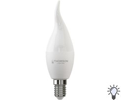 Лампа светодиодная THOMSON 10Вт Е14 свеча на ветру 4000К свет нейтральный белый