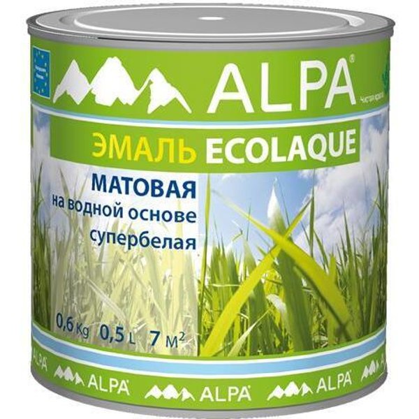 Эмаль акриловая Alpa Ecolaque матовая белая (0,5л)