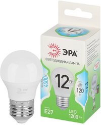 Лампочка светодиодная ЭРА GREEN LINE LED P45-12W-840-E27 GL E27 12 Вт шар яркий белый свет