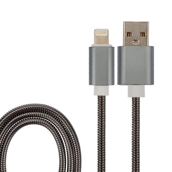 Кабель USB для iPhone 5/6/7/8/Х моделей,черный в металлической оплетке 1м REXANT