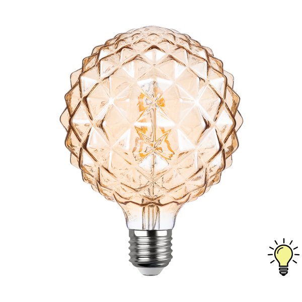 Лампа светодиодная REV VINTAGE Filament 5Вт G125 Е27 шар Еж декоративная 2200К свет теплый