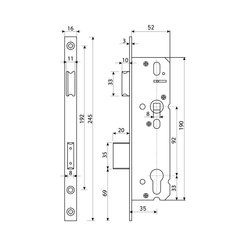 Замок врезной 35мм с/о, под ц/м, м/о 92мм Булат ЗВ 4-1.35.92.16.08 нерж. сталь