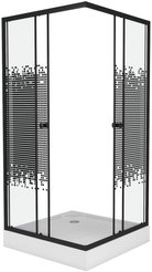 Уголок душевой NG-008-14Q BLACK (800х800х1950) низкий поддон(13см) стекло МОЗАИКА 2 места