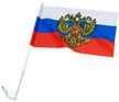 Флаг с автомобильным держателем триколор с гербом 30х43 