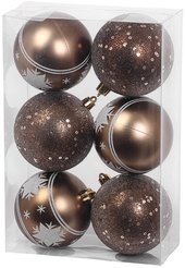 Набор шаров 6шт 8см, коричневый, ручная роспись, SYQB-0125344