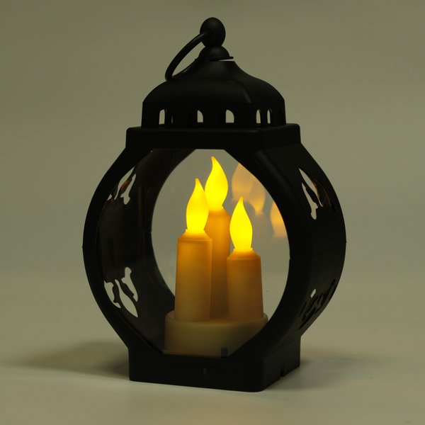 Фонарь светодиодный Три свечи 15х23х8,6см, цвет: черный, SYLZB-2323067