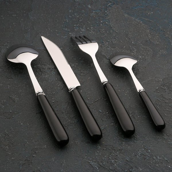 Набор столовых приборов Доляна (ложка+вилка+нож+ложка чайная) нерж.сталь