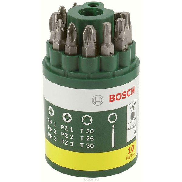Набор бит Bosch Promoline 9 пред+универсальный держатель