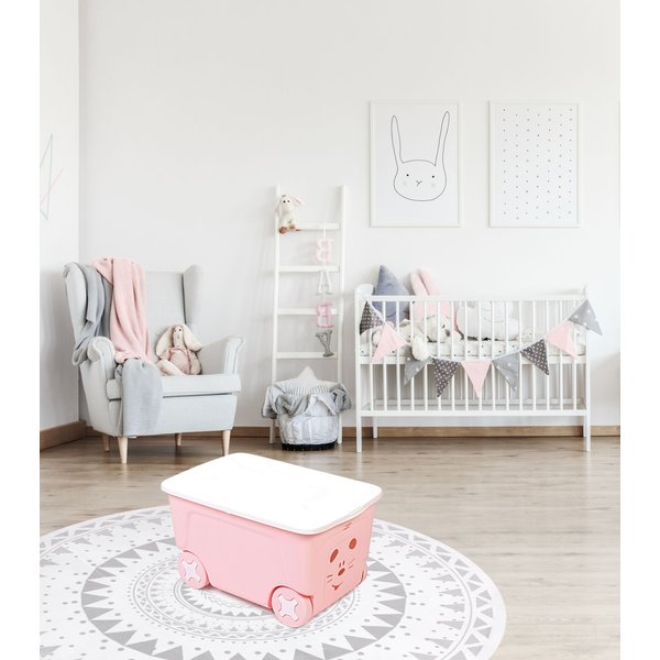 Ящик детский д/игрушек Little angel Cool с крышкой на колесах 50л 59х38,3х33см, полипропилен, розовый