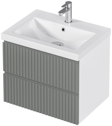 Тумба подвесная MIX 60см белая/relief gray с раковиной