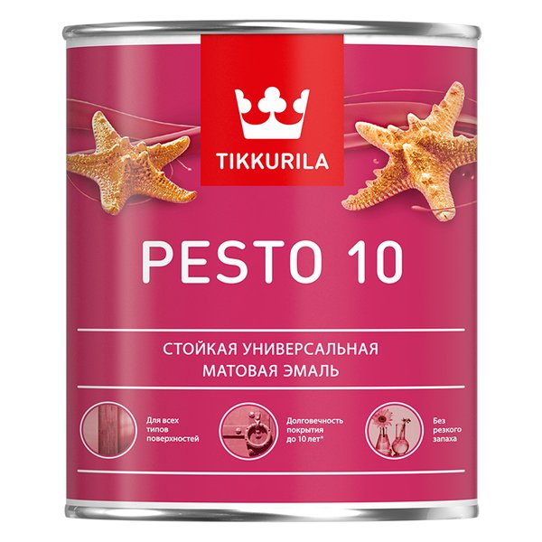 Эмаль универсальная стойкая Tikkurila PESTO 10 матовая База С (0,9л)