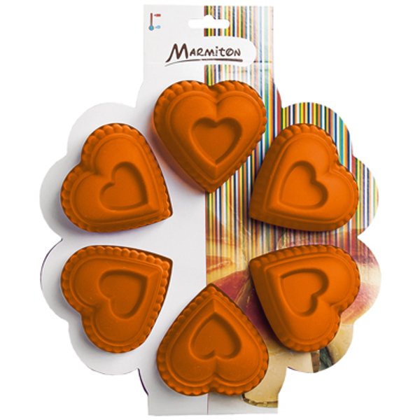 Форма д/выпечки Marmiton Сердце 24,5х4,5см, 6 ячеек, силикон