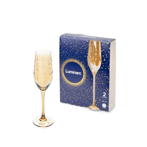Набор бокалов д/шампанского Luminarc Celeste Золотой мед и звезды 160мл 2шт, стекло
