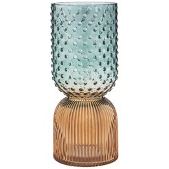 Ваза стеклянная ART зелено-коричневая 13х30см