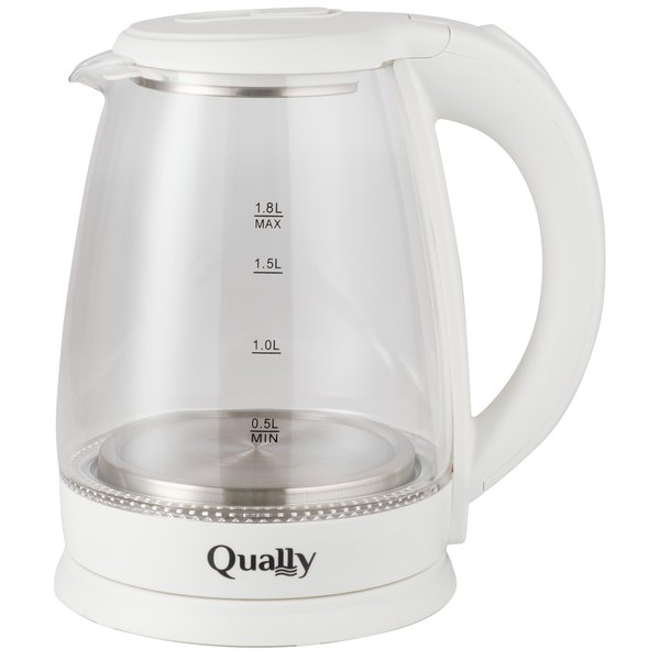 Чайник электрический Qually ZY-303/308 1500Вт 1,8л стекло, белый
