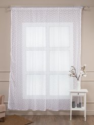 Штора кухонная Цветы 2,5х2,6 белая