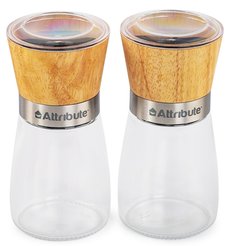 Набор мельниц д/специй Attribute Spice Wood 13,3х6,5см 2шт стекло