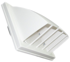 Выход стенной вытяжной с обратным клапаном 150х150 с фланцем D125,ASA,белый